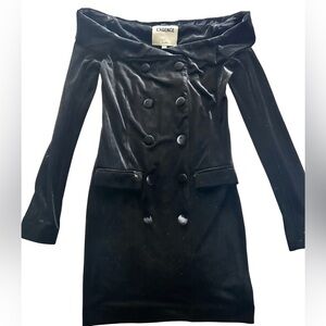 L'AGENCE NWT Black Velvet Double-Breasted Blazer Cocktail Dress Sz 0